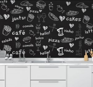 Papel de Parede Cozinha Giz | Decoratom Loja Virtual