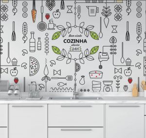 Papel de Parede Cozinha Aberta 24H | Decoratom Loja Virtual