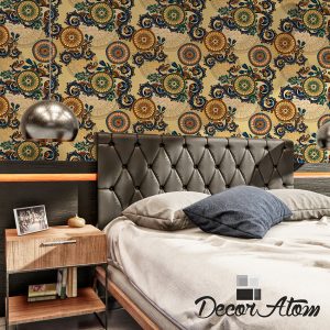 Adesivo para Quarto Geométrico Verde/Dourado | Decoratom Loja Virtual