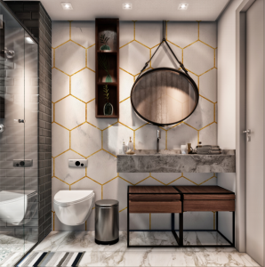 Adesivo para Banheiro Hexágono Mármore | Decoratom Loja Virtual