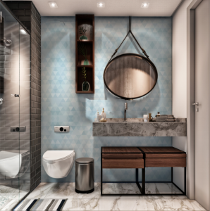 Adesivo para Banheiro Azul Sereno | Decoratom Loja Virtual