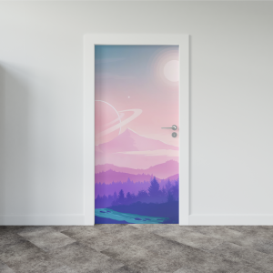 Adesivo de Porta Pintura Planeta Rosado | Decoratom Loja Virtual