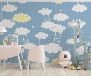 Adesivo de Parede Infantil Escadinhas nas Nuvens (Azul) | Decoratom Loja Virtual