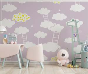 Adesivo de Parede Infantil Escadinhas nas Nuvens (Rosa) | Decoratom Loja Virtual