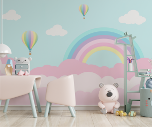 Papel de Parede Infantil Arco-Iris Rosado | Decoratom Loja Virtual