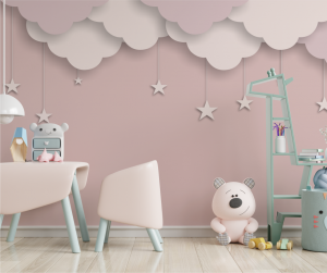 Papel de Parede Infantil Nuvens Rosadas | Decoratom Loja Virtual