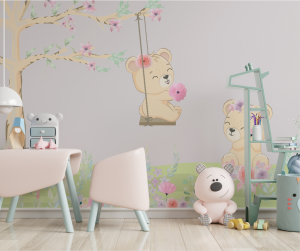 Papel de Parede Infantil Ursinhas Balançando | Decoratom Loja Virtual