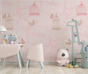 Papel de Parede Infantil Gaiolas Rosadas | Decoratom Loja Virtual