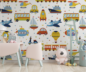 Papel de Parede Infantil Veículos | Decoratom Loja Virtual