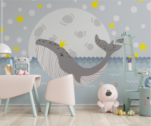 Papel de Parede Infantil Noite da Baleia | Decoratom Loja Virtual