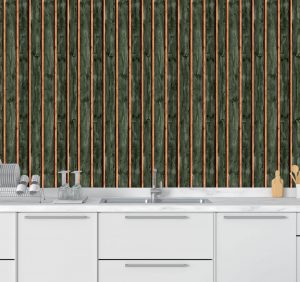 Papel de Parede para Cozinha Amadeirado Verde | Decoratom Loja Virtual