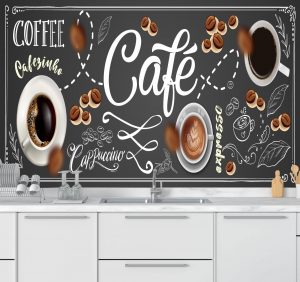 Papel de Parede para Cozinha Desenhos Café | Decoratom Loja Virtual