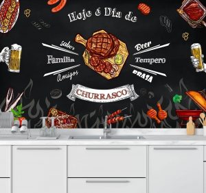 Papel de Parede para Cozinha Dia de Churrasco | Decoratom Loja Virtual