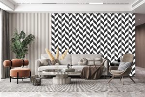 Papel de Parede para Sala Abstrato Preto e Branco | Decoratom Loja Virtual