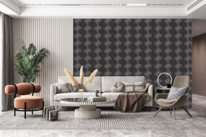 Papel de Parede para Sala Arabescos Preto e Prata | Decoratom Loja Virtual