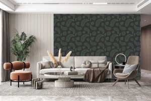 Papel de Parede para Sala Clássico Preto e Verde | Decoratom Loja Virtual